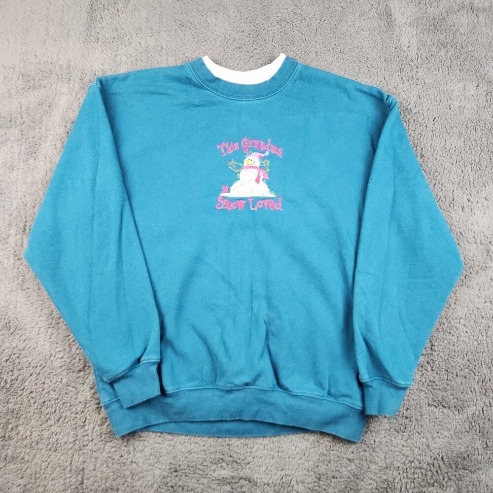 VTG M&C Sportswear Crewneck Sweatshirt Large Winter Snowman‎ Grandma Cottagecore